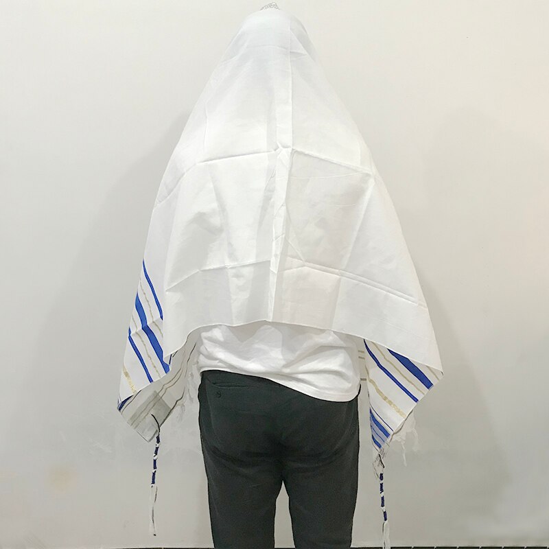 Tallit Prayer Shawl Cotton Tallit Tzitzit for Prayer Wash &amp; Iron Bar Mitzvah Big size