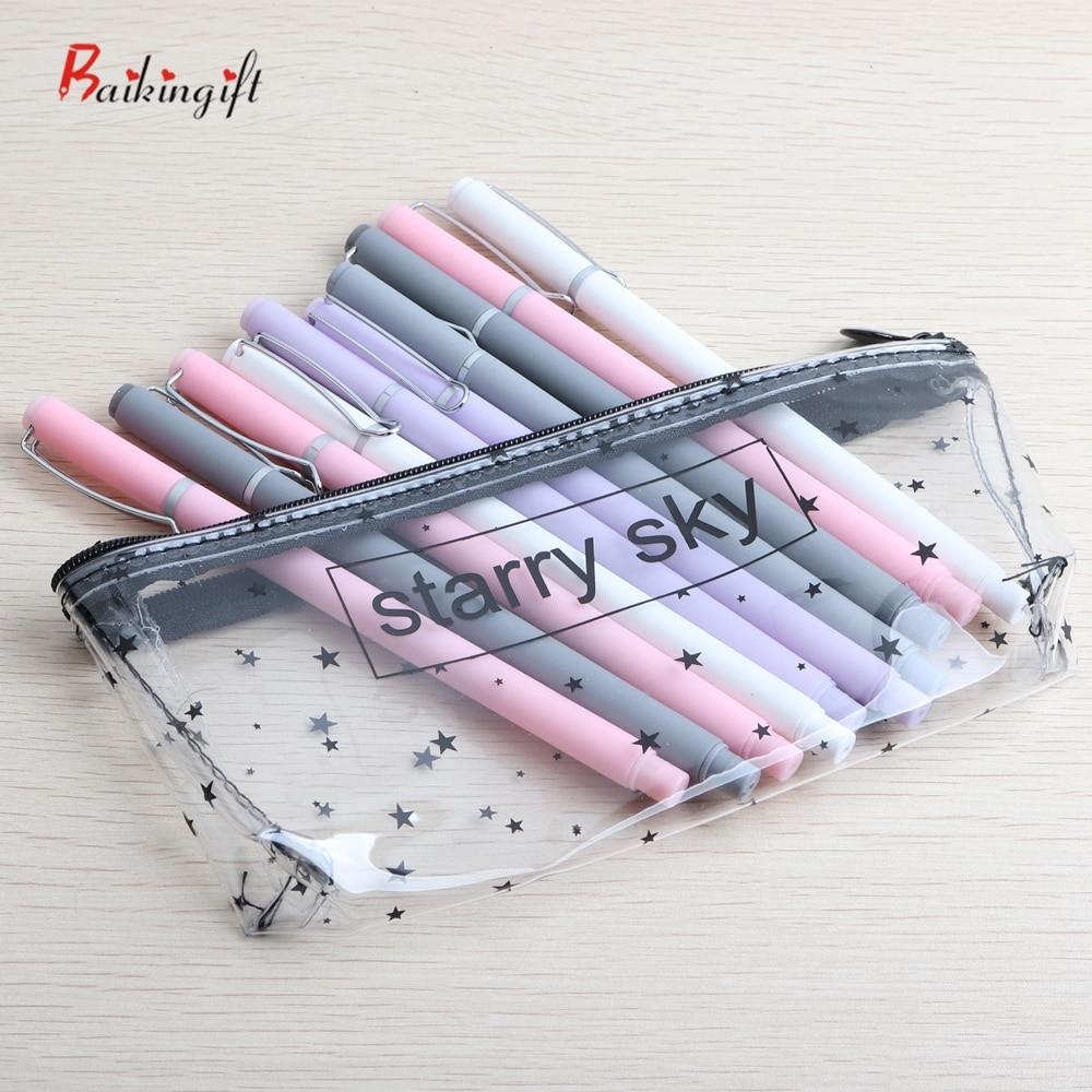10Pcs/Set Promotional gel pen And Pencil Case Pen Stationery Kawaii Gel Ink Pen School Stationery Office Suppliers Pen