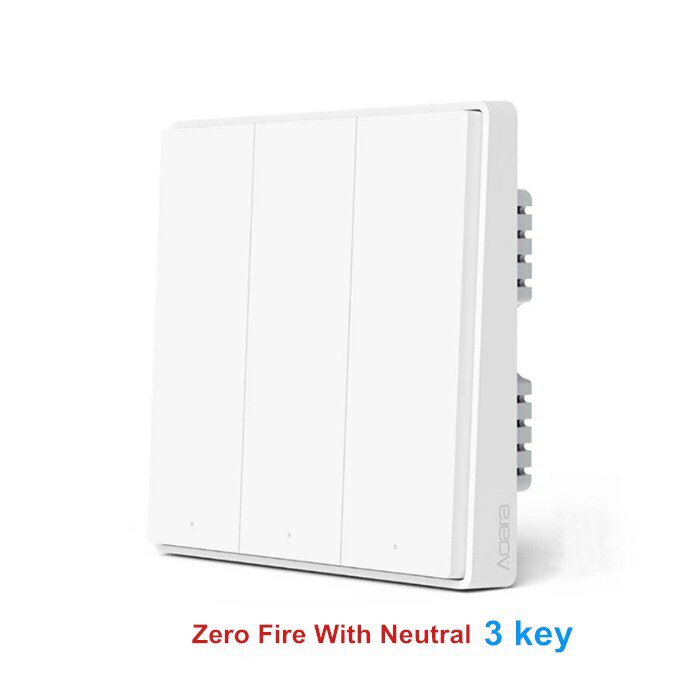Aqara D1 Smart Wall Switch Zigbee Wireless Remote Control Light Switch Neutral Fire Wire 1/2/3 Button For Mijia HomeKit APP: With Neutral 3 key