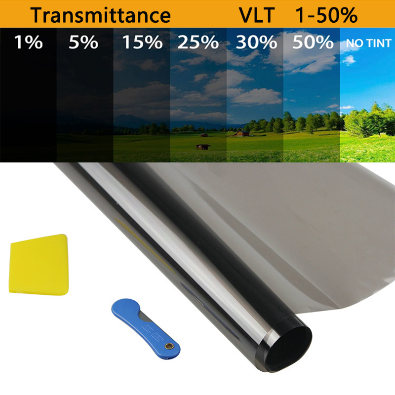 300Cm X 50Cm Zwart Autoruit Folies Tint Tinting Film Roll Auto Auto Thuis Vensterglas Zomer Solar uv Protector Sticker Films