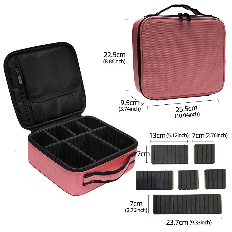 Marble Cosmetic Bag Partition Multi Functional Portable Travel Storage Makeup Case: Oxford cloth Pink