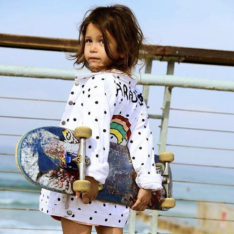 Mode Herfst Peuter Kids Baby Meisjes Jongens Jas Polka Dot Regenboog Printrf Tops Bovenkleding Jas Kinderen Jas Kleding Canis