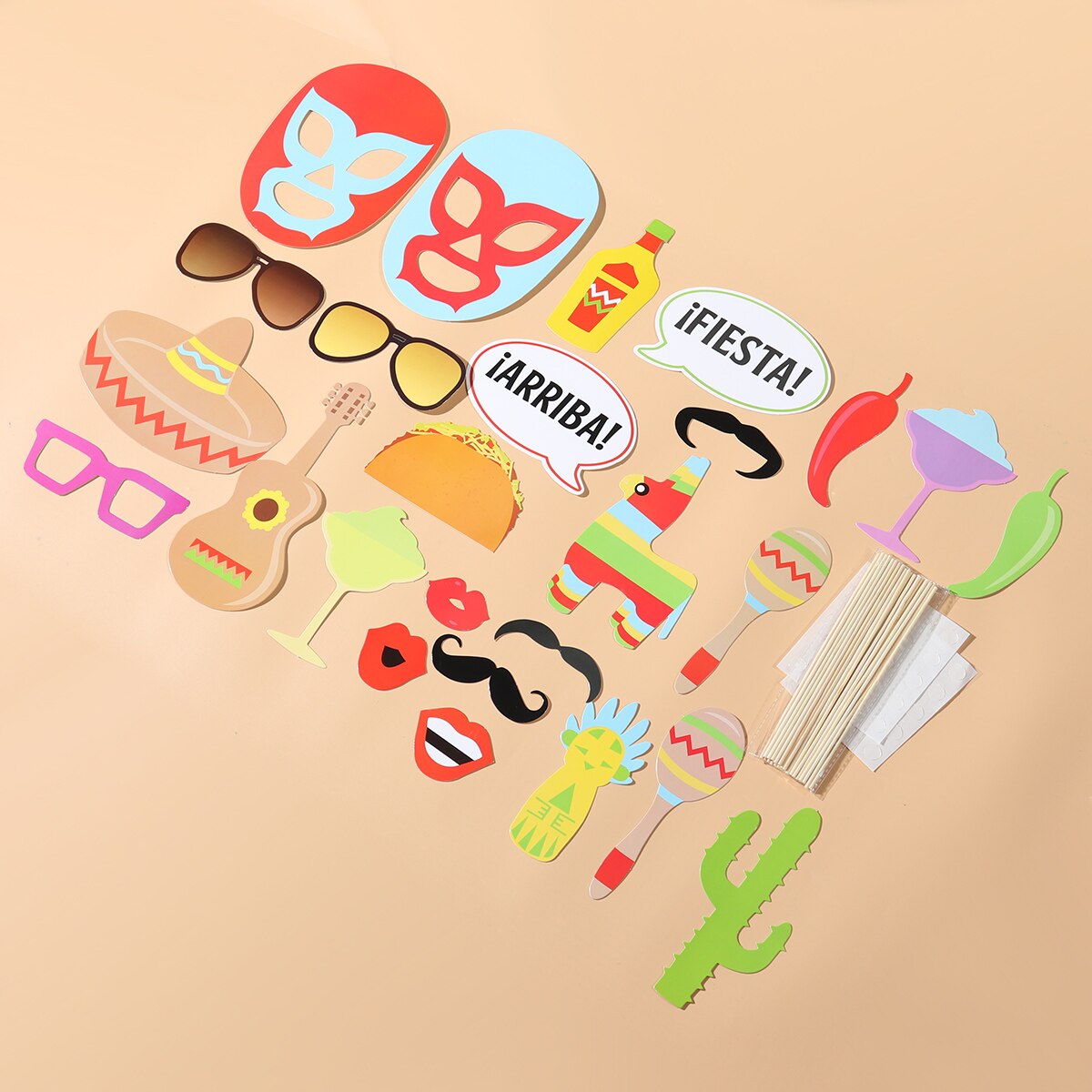 26 sztuk meksykańskie foto budka rekwizyty Selfie rekwizyty na meksykańskie wesele urodziny wieczór panieńnarty impreza tematyczna wystrój