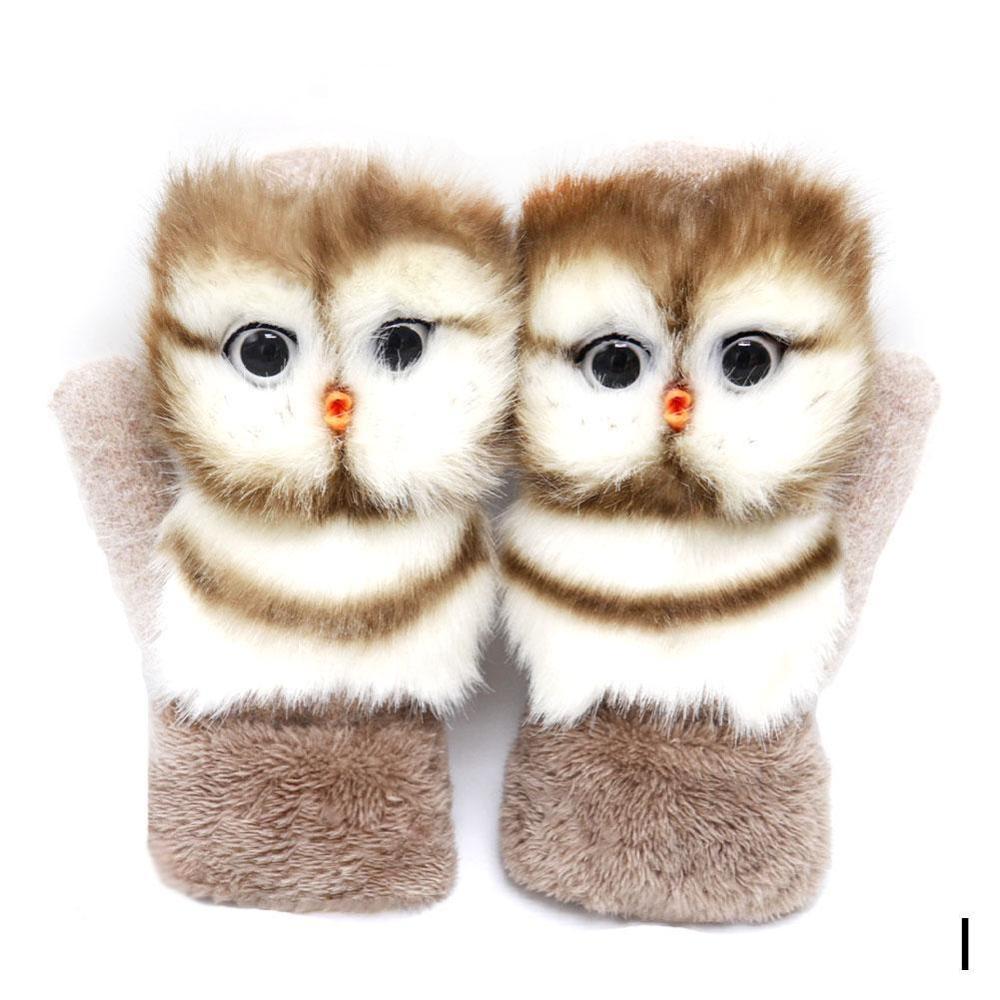 Animal Cat Dog Panda Racoon Kid Winter Warm Soft Princess Girl Mittens Full Long Gloves Fingers Cute L3E8: I