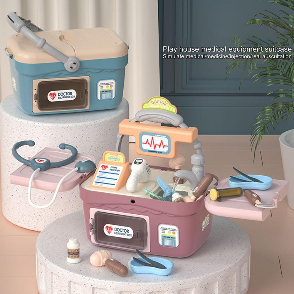 18Pcs/Set Pretend Play Toy Fully Equipped Long Lifespan Plastic Medicals Suitcase Pretend Play Toy for Household
