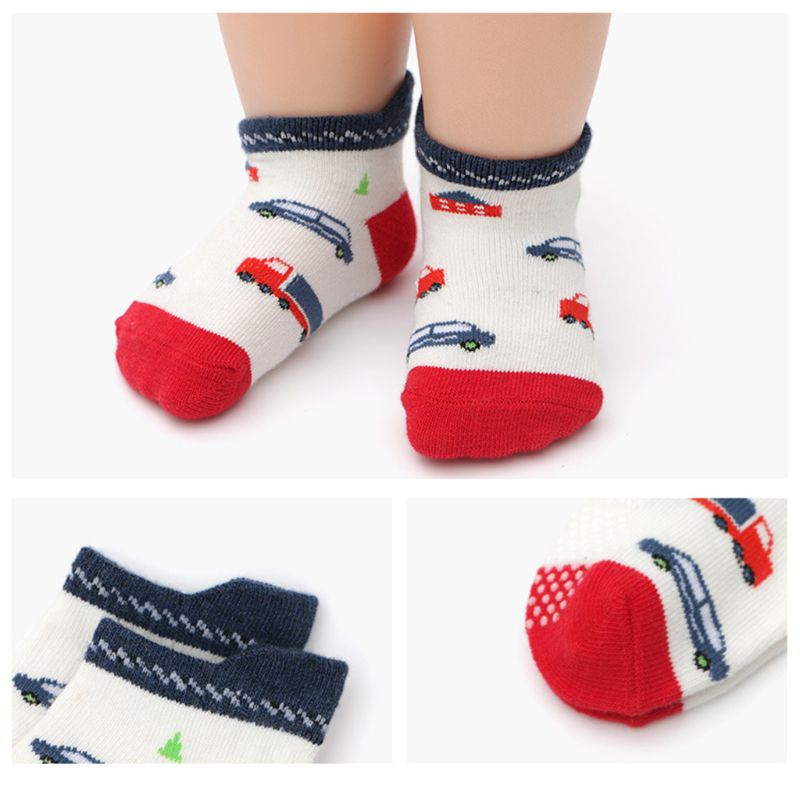 12 par/set de Calcetines antideslizantes de algodón para bebés y bebés, suelo de dibujos animados, cómodo para niños y niñas