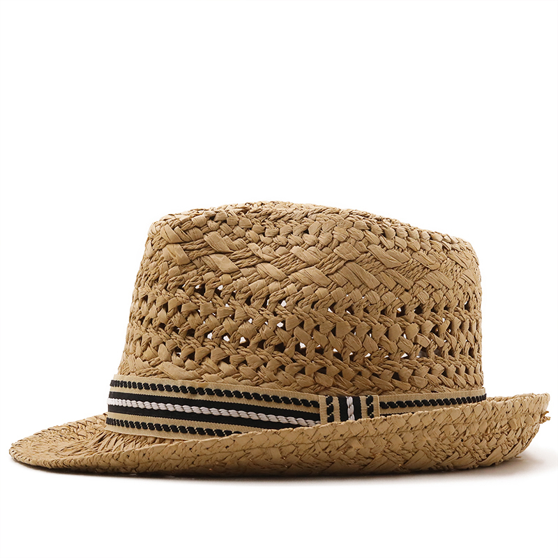 Chapeau de soleil décontracté pour femme et enfant, style Jazz, en paille, pour homme et femme, idéal pour la plage, été