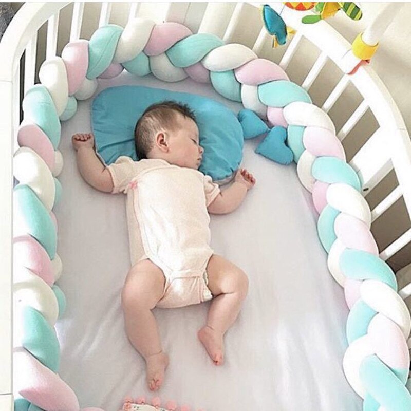 3M Länge Baby krippe stoßfänger Reinem Weben Plüsch Knoten Baby beding einstellen neue geboren bett einstellen nestchen einstellen
