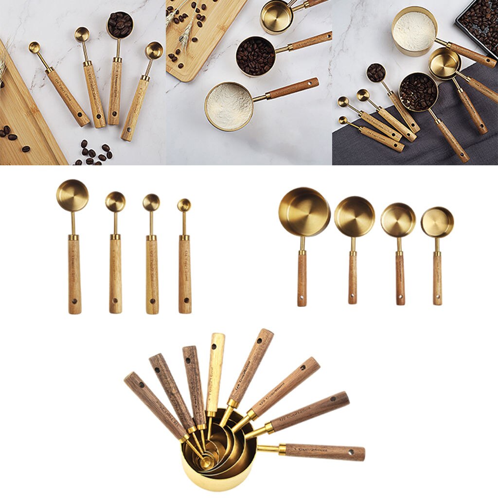 Maatbekers Lepels Set Rvs Gold Metal Keuken Meten Set Voor Cafe