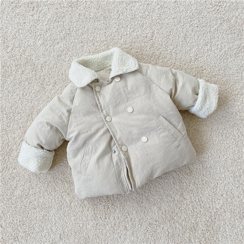 freundlicher Winter Solide Vlies Mantel Baby Jungen Und Mädchen Unten Jacke Kleinkind Kleinkind Verdicken Warme Outwear Baumwolle Gepolsterte Kleidung 6M-3T: 6M   66cm