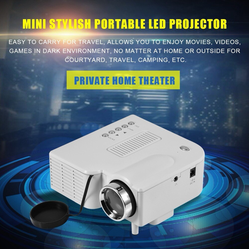 Mini Projector Private Home Theater LED HD HDMI Projector Multiple Interface Media Player 1920 x 1080P AV USB VG 24W