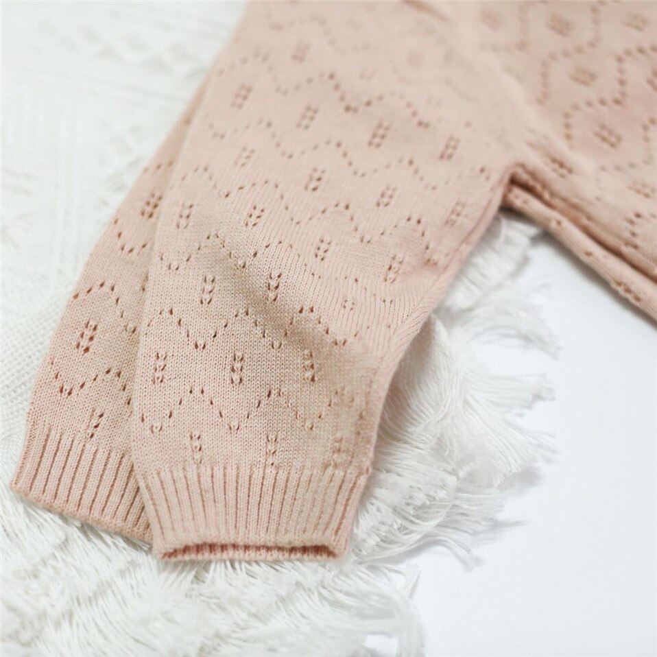 Gebreide Trui Baby Meisje Airconditioning Vest Alle Match Hollow-Out Jas Lange Mouwen Kinderen Bovenkleding