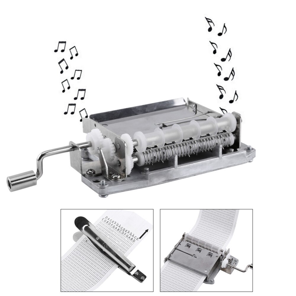 Juego de 30 cintas de cinta con manivela manual, movimiento de caja Musical, perforadora, 3 tiras, DIY, perfecto, caja Musical mecánica