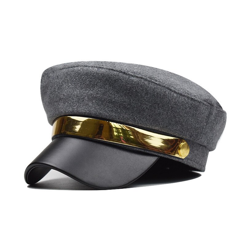 Boina de para mujer, sombrero octogonal de metal con visera, sombrero de pintor retro británico, gorros de para mujer, Otoño e Invierno: Gris