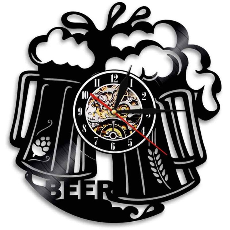 3D Horloge Een Fles Bier Vintage Vinyl Wandklokken Bier Vinyl Record Wandklok Modern Decoratieve Bar Thuis decor