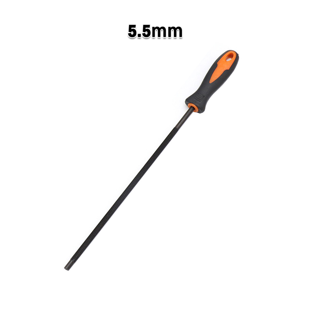 1 stk. runde motorsagfiler for sliping av kjede, rund stålsliper, motorsagsliping, sliping av motorsagfiler. 4mm/4.8mm/5.5mm: Brun