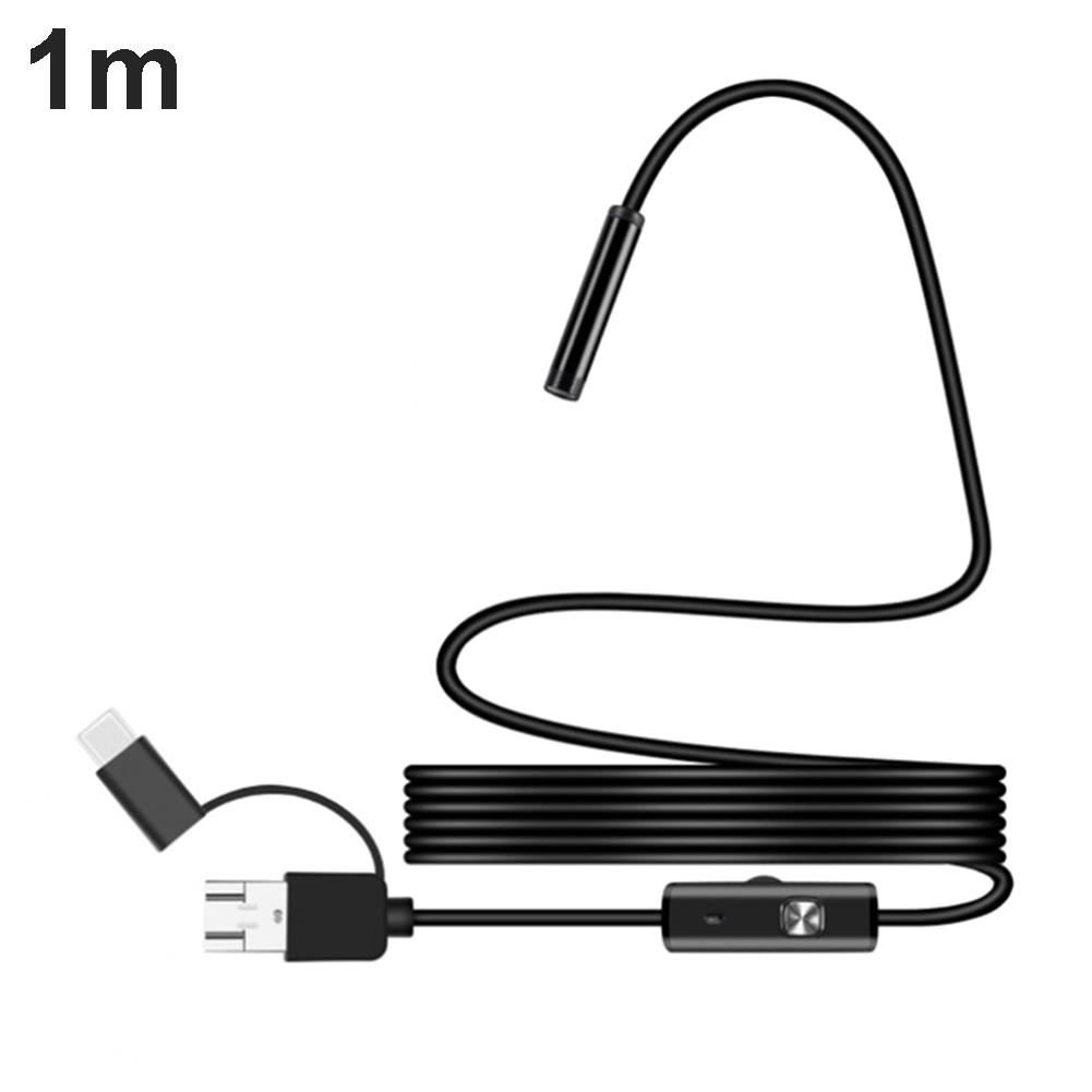 1/2/5m 3-in-1 USB Endoscope Camera Flexible IP67 Waterproof Inspection Borescope 480P Camera For Android Smartphone Pc: 1m