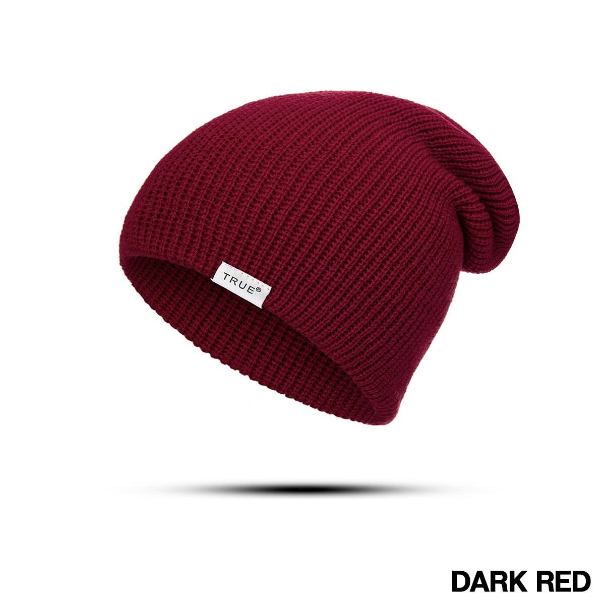 Urdiamond dames winter muts heren gebreide zachte muts effen kleur skullies mutsen warme jongens meisjes mutsen letter muts gorro: Donkerrood
