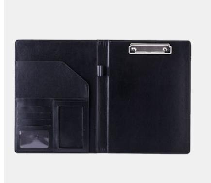 Étui de rangement A4 en cuir PU Business Padfolio, classeur Vintage Business Manager, dossier de bureau avec calculatrice: Only Black Folder