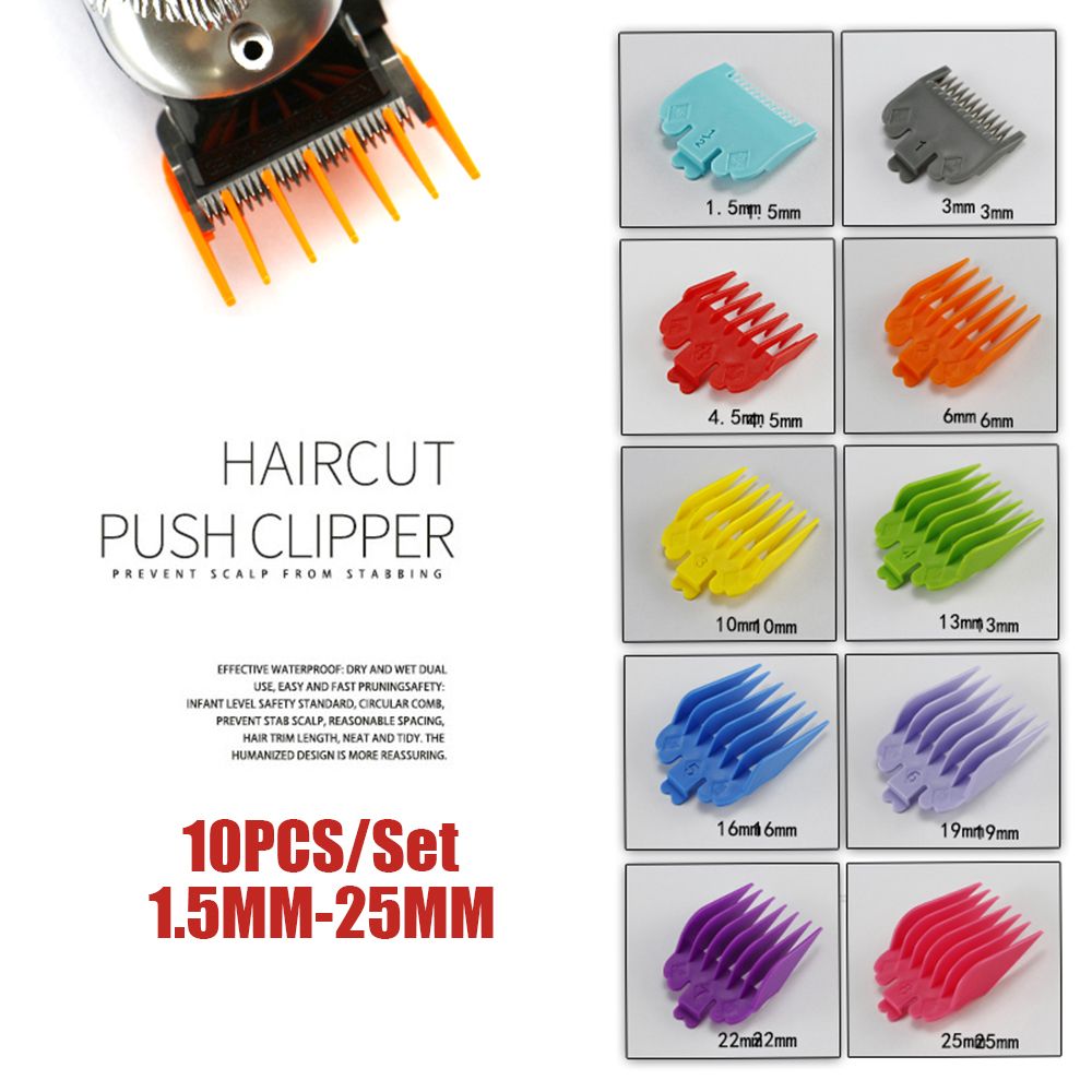 Cortapelos de para hombres, peine guía de corte, accesorio de 3-25mm, herramientas de peluquería universales profesionales, 10 piezas