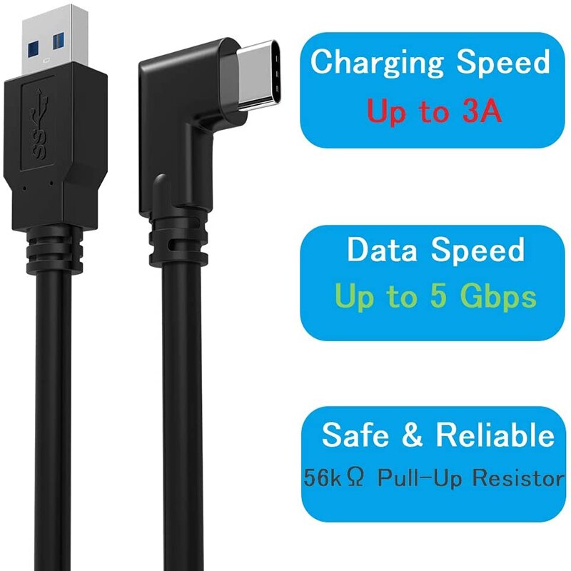 5M USB-C Cable USB3.2 Compatability with the Oculus Quest Link Oculus Quest 2 Right Angle Type-c 3.2 Gen1 Speed Data Transfer