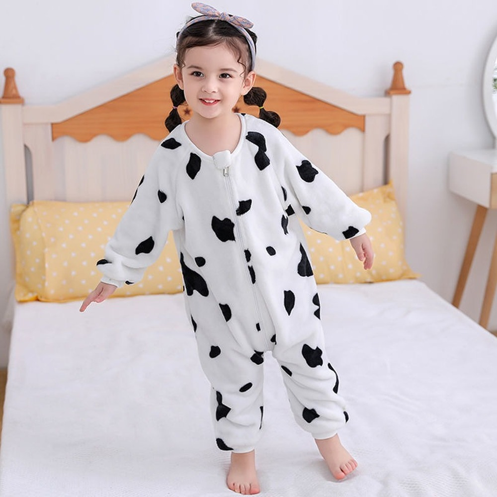 Bebê da criança crianças inverno flanela pijamas quente macio zíper meninos meninas macacão cresce crianças roupas de dormir: 2 / 73cm