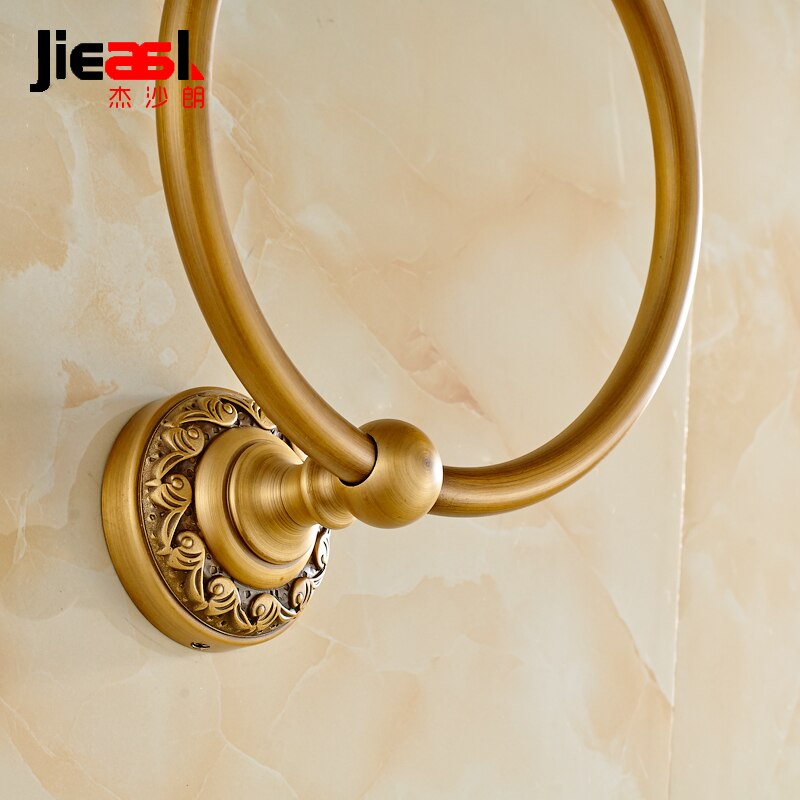 All Copper Towel Ring Round Carved Base Bathroom Towel Rack Unique Jie Sha Lang 6860
