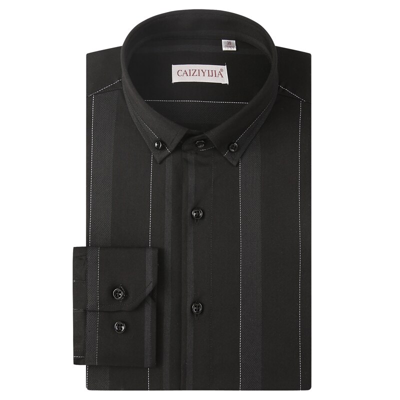 Camisas de vestir a rayas para hombre, camisa con botón debajo del cuello a la , de manga larga, estándar, cómoda, Premium