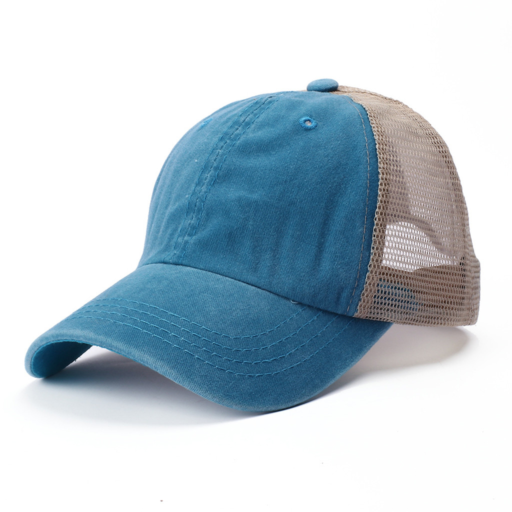 Casquettes de Baseball pour hommes | Casquettes unisexe femmes extérieur, chapeaux coton de chapeaux Patchwork maille réglable Hip Hop casquette décontracté: Light Blue