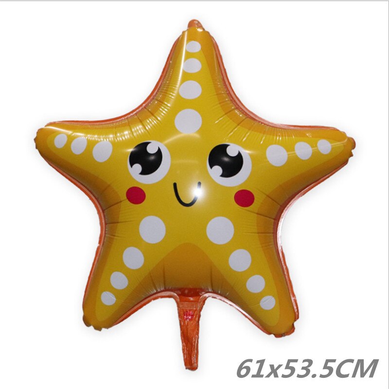 Globos decorativos para de cumpleaños de niños, película de aluminio de animales marinos, bonitos dibujos animados: E