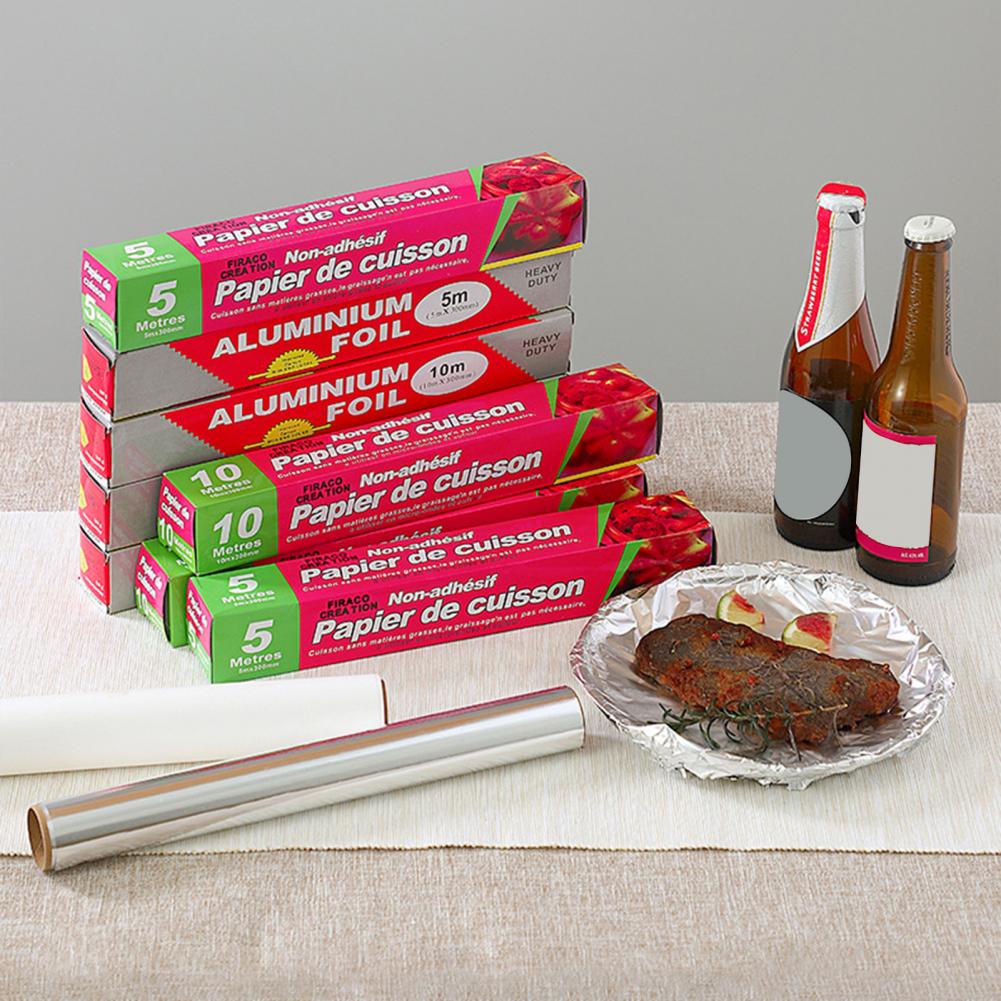 1Box 5/10m Baking Paper Anti-stick Double-sided Aluminium Foil Sawtooth Oven Oil Barbecue Pad for Kitchen Bakeware