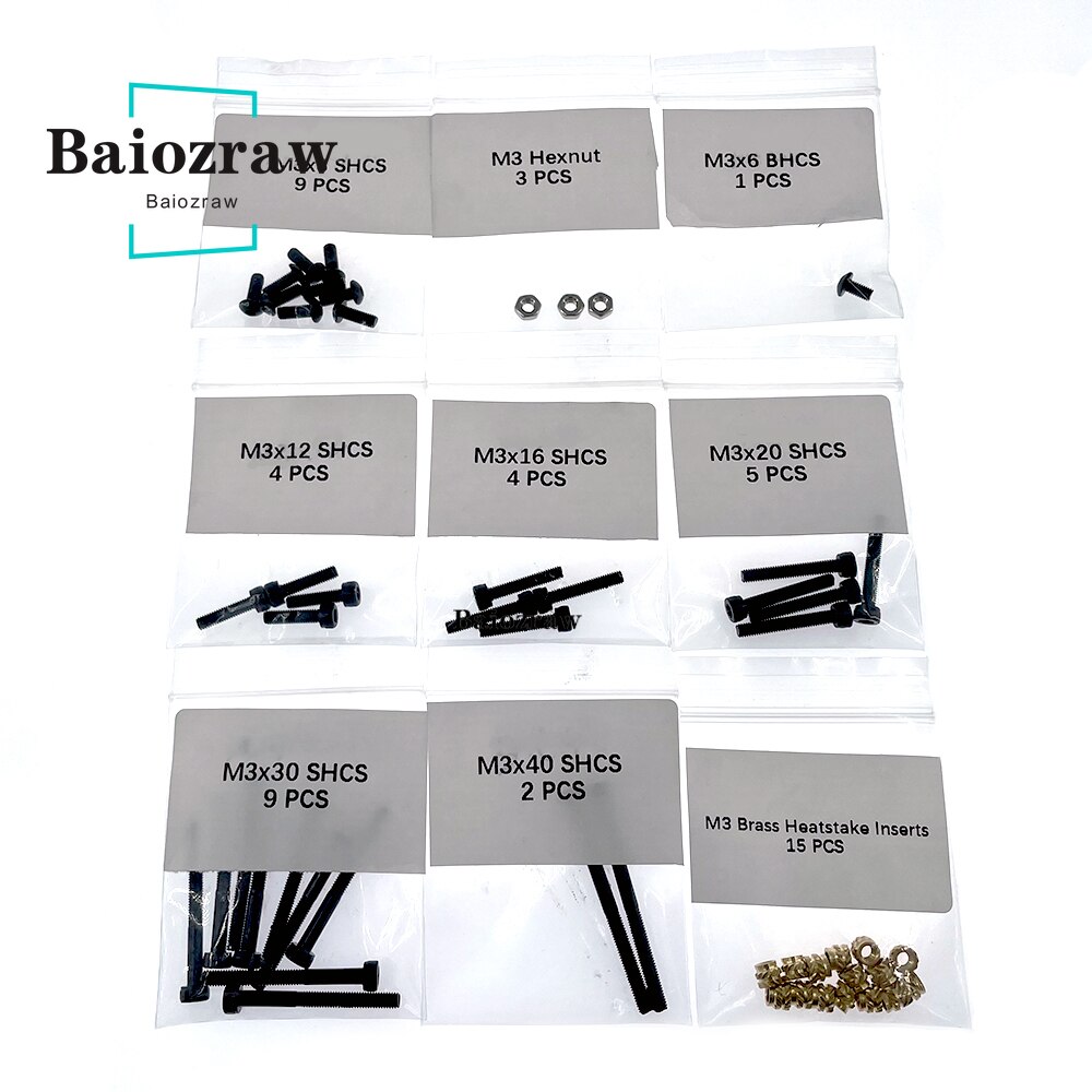 Voron-Kit completo de tornillos y tuercas para impresora 3D, Kit de accesorios de fijación para Proyecto de postcombustión/StealthBurner, bricolaje