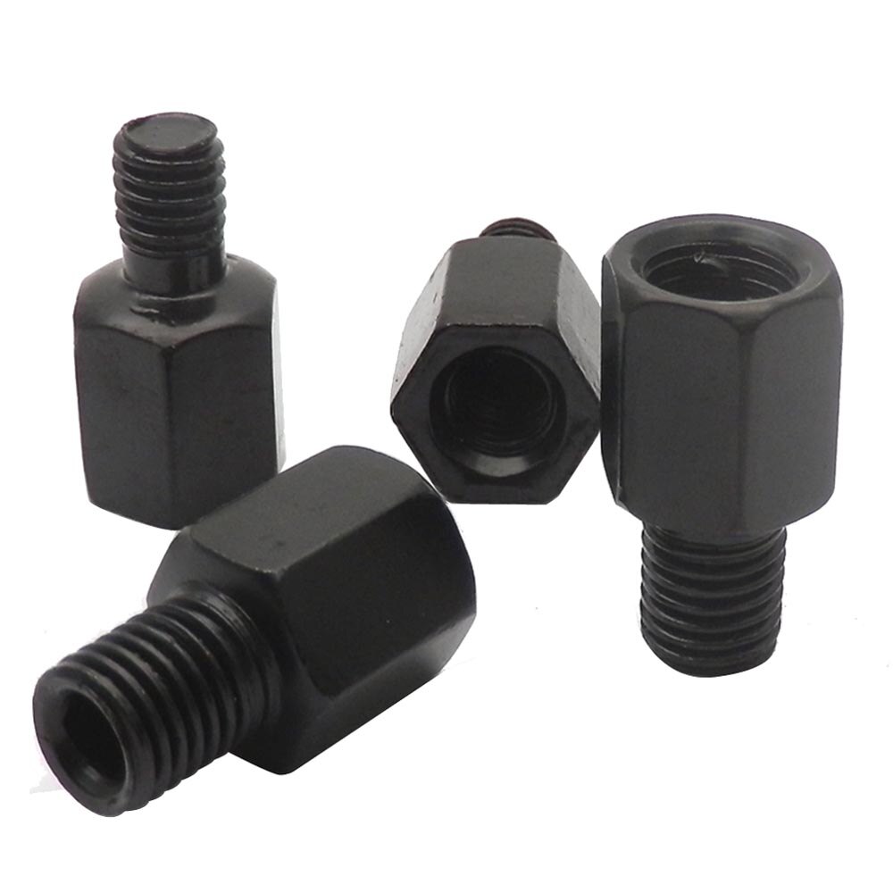 Pair Black Motorcycle Mirror Adapters M10 10MM M8 8MM Rearview Mirrors Conversion Bolt Clockwise Anti-clock Right Left Thread