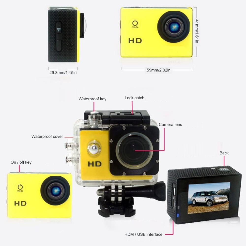 100%  originale udendørs luft action kamera 1080p fuld hd allwinner 4k 30 fps wifi 2.0 skærm mini hjelm vandtæt sports dv kamera
