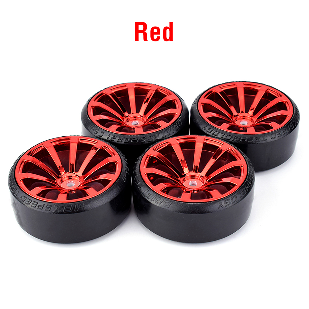4 Uds 1/10 RC Drift ruedas de carretera neumático de patrón duro para 1/10 Traxxas D4 HSP HPI Sakura TT01 Tamiya Drifting RC accesorios de coche: Rojo