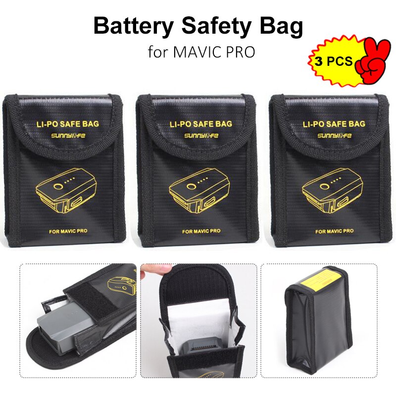 3pcs Lipo Battery Pouch Explosion-proof Protector Case Fireproof blast proof Safe Bag Fiber Storage Box for DJI Mavic PRO Drone