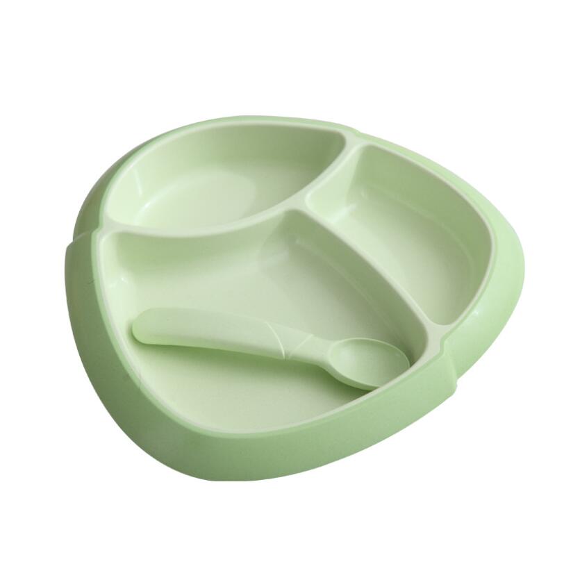 Ekologiczne talerze z włókna bambusowego talerz dla dzieci 3 gniazda zestaw sztućców dla dzieci szkolenie jedzenie dla dzieci płyta przeciw poparzeniom