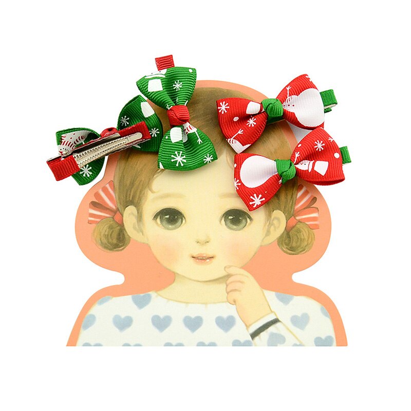 2 teile/satz Weihnachten Kleine Bogen Haarnadeln Für Mädchen freundlicher Süßigkeiten Haar Clips Haar Krawatte Baby Elastische Haar Bands Scrunchy Haar zubehör