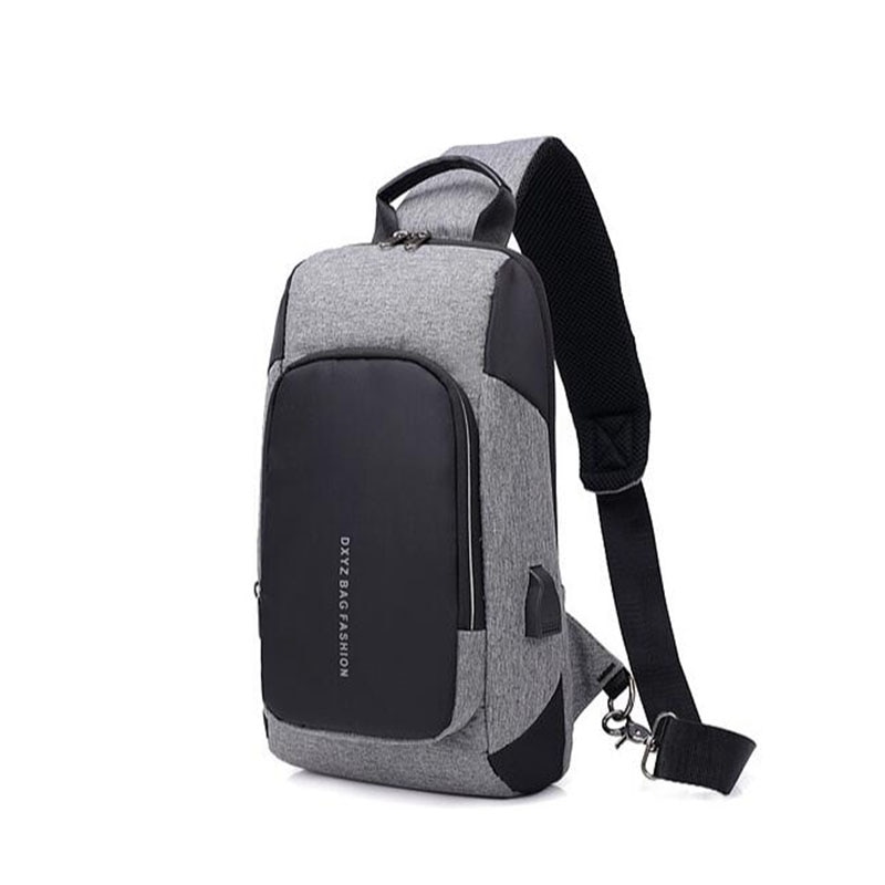 UOSC Luxe Borst Tas USB Messenger Crossbody Tassen Voor Mannen Schoudertas Sling Bag Waterdichte Korte Reis Mobiele Telefoon Tas