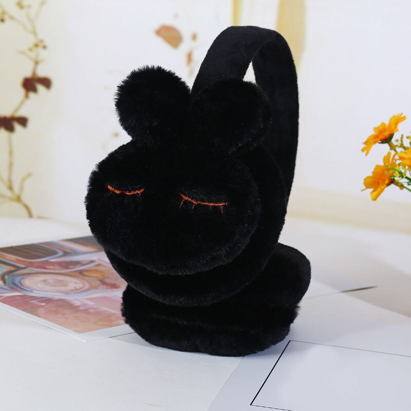 Women Cute Rabbit ears fur winter Earmuffs ear muffs warmers comfort warmuffs warm fur headphones for girls winter accessories: royal blue