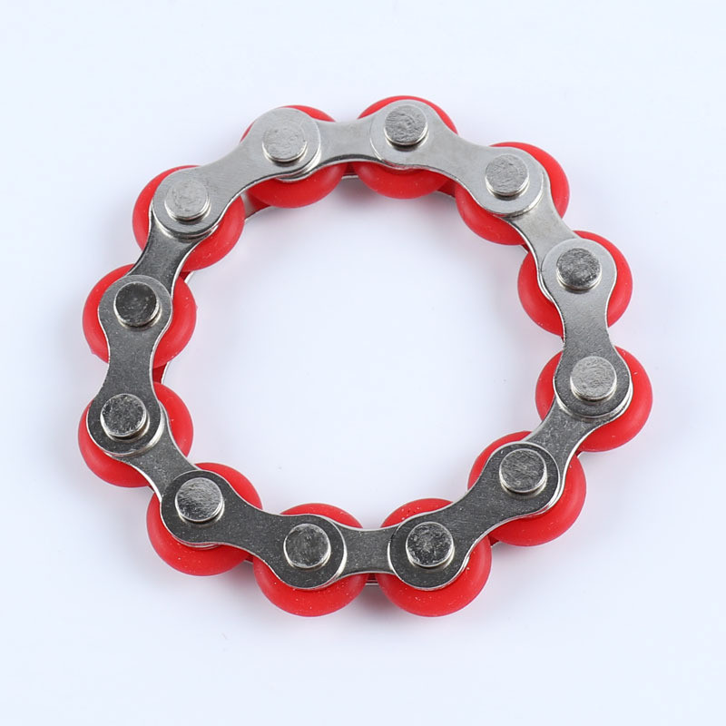 8/12 noeuds porte-clés chaîne Fidget jouet soulagement de la pression Stress chaîne en acier inoxydable vélo chaîne boucle porte-clés doigt jouet: 12 knots Red