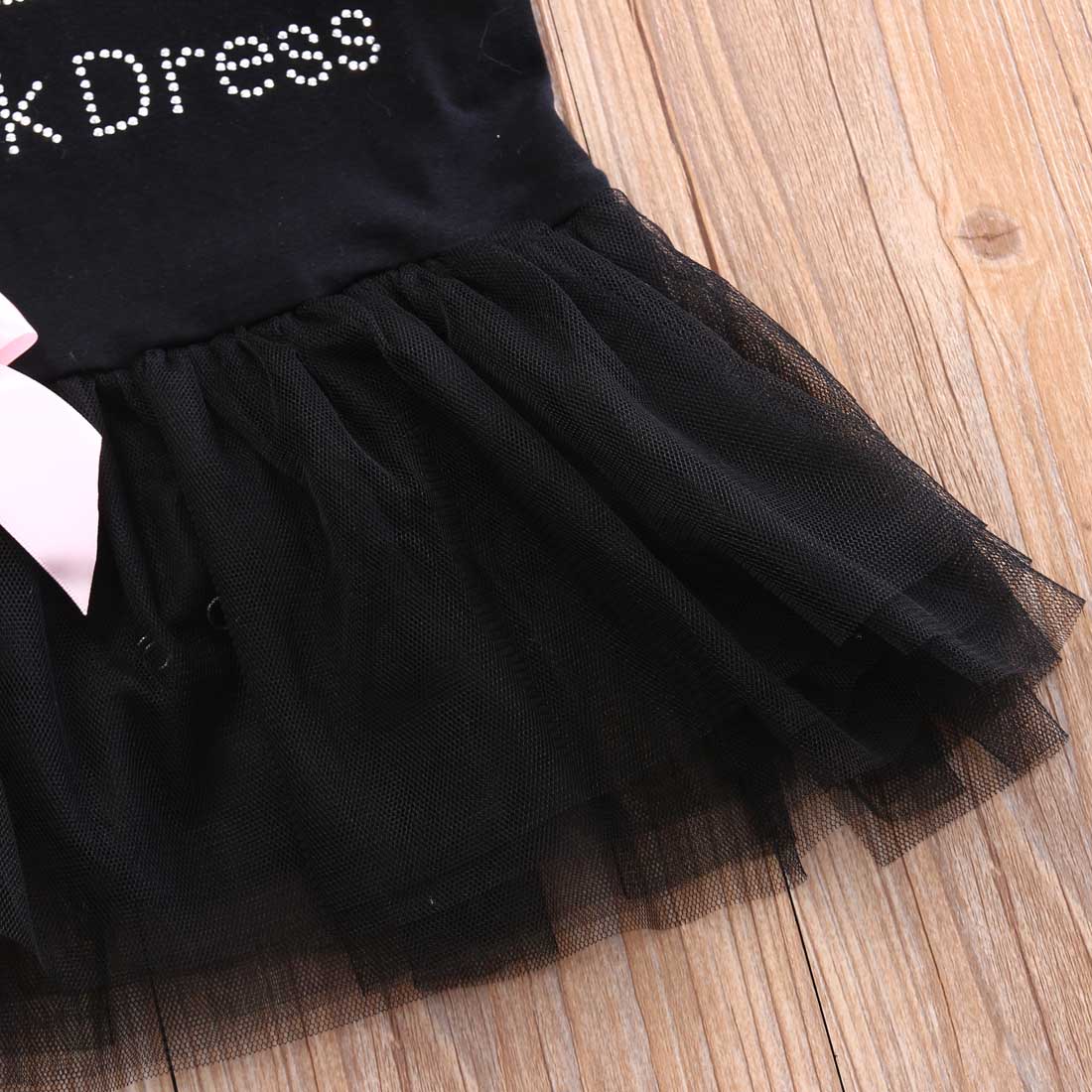 My Little Black Dress Infant Baby Girls Short Sleeve Tutu Dress Lace Bowknot Mini Party Dress