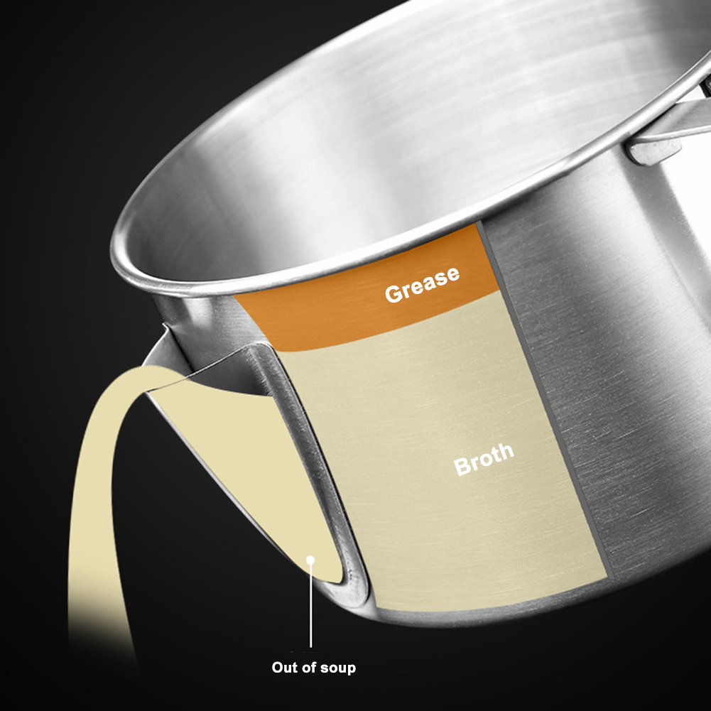 Separador de aceite de la sopa de acero inoxidable separador de grasa tazón colador cocina herramienta de cocina multifunción separador de grasas engrasador filtro