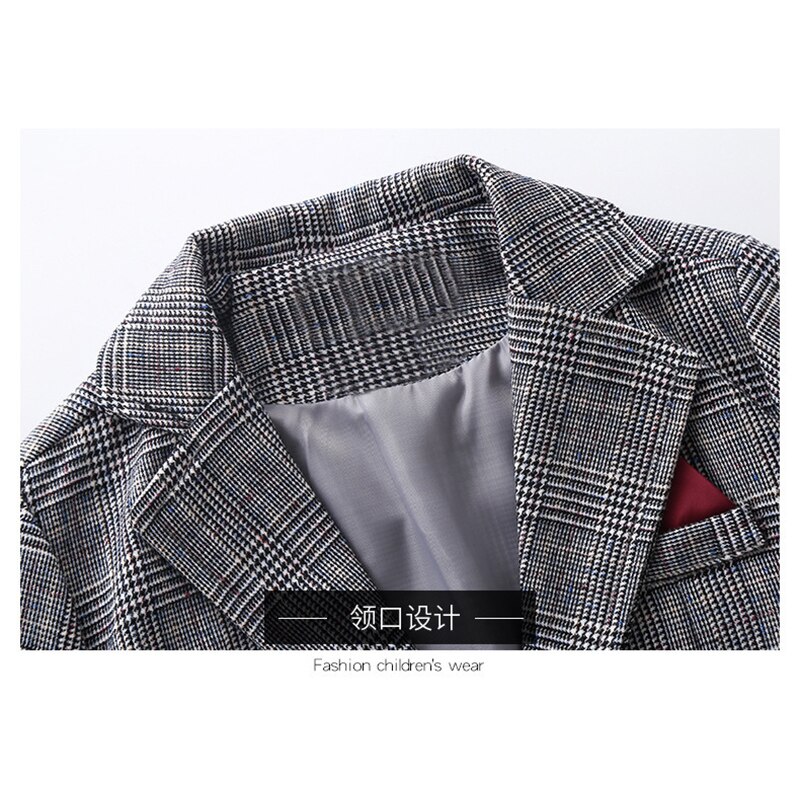 Teenage Lattice Business Girls Suit For Children Jackets +Pants 2Pcs Tracksuit Outsuits Campus Clothing Sets