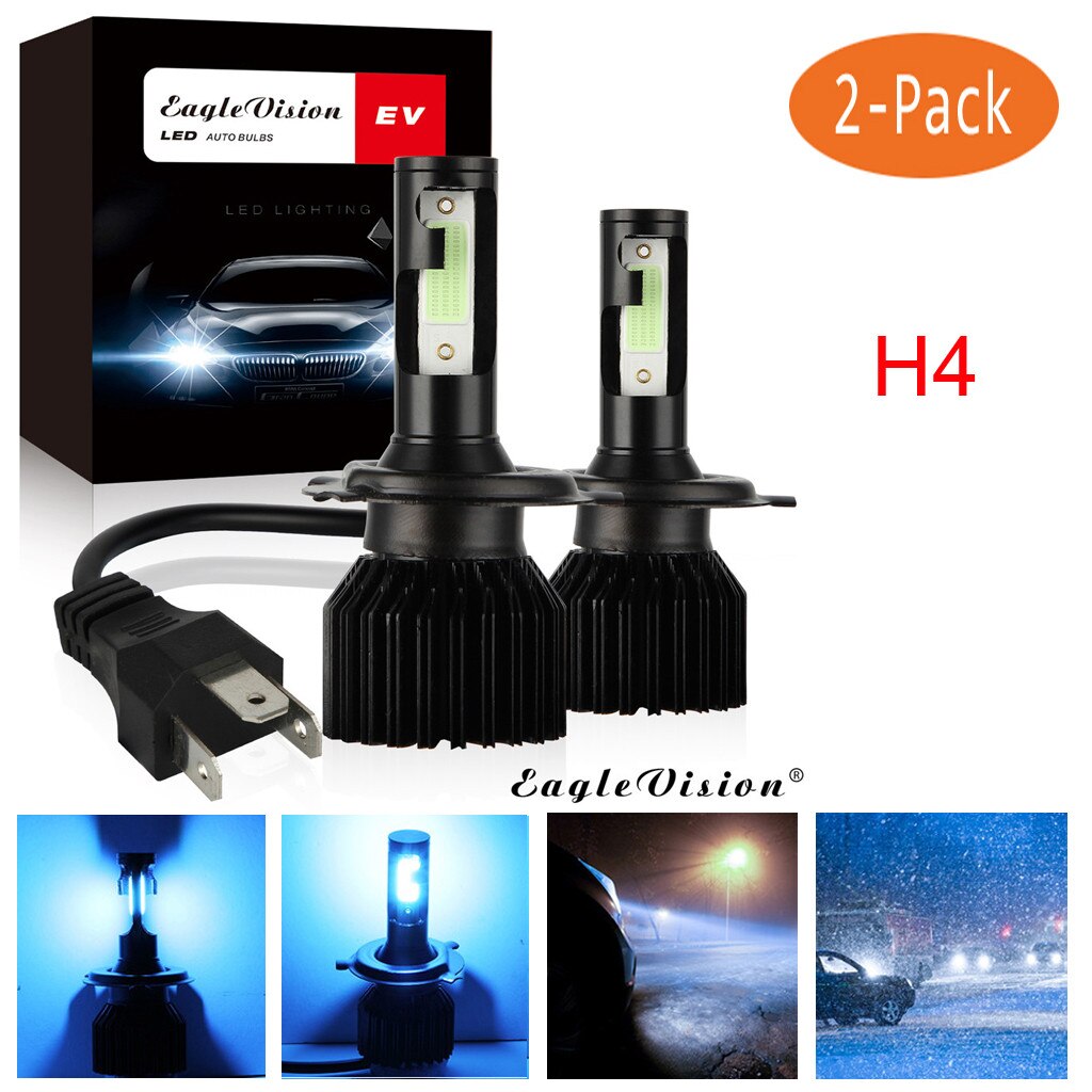 2x H4 Led Ice Blue Headlight Conversion Kit Bulb 30000lm High Power 8000k Ice Blue Intelligent Control Drive Headlight Car Light