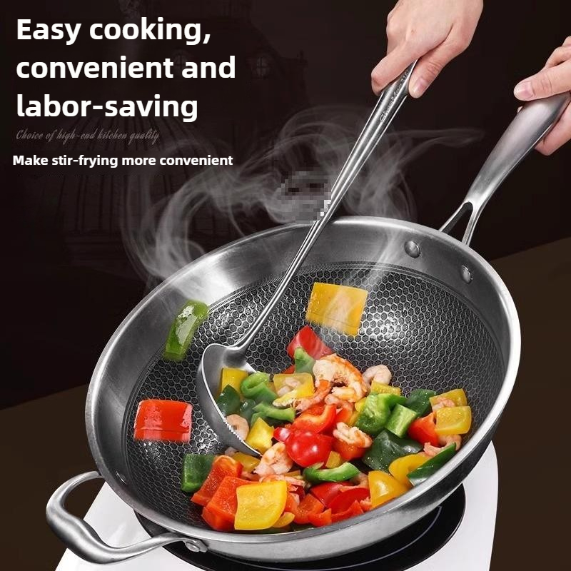 Espátula wok de aço inoxidável para alimentos, utensílios de cozinha de metal com fenda, colher, concha, conjunto de utensílios, acessórios de cozinha, ferramentas de cozinha