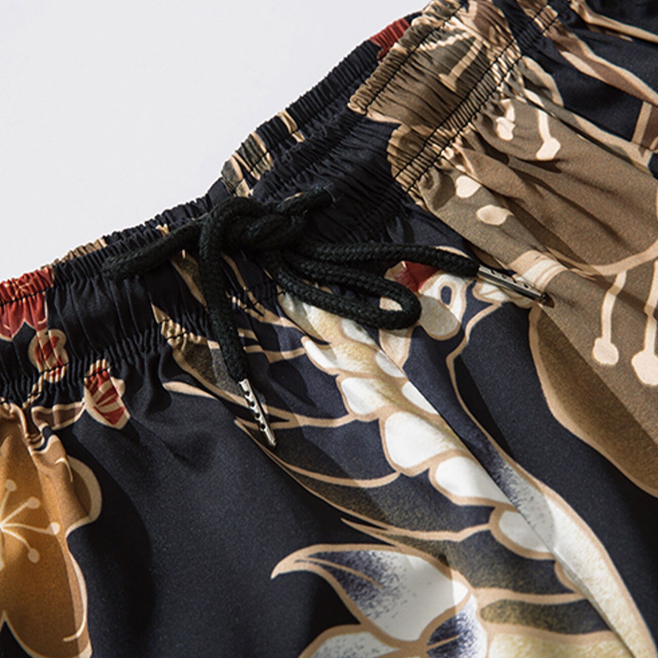 Hip Hop Japanese Thin Japan Style Trousers Floral Printed Baggy Calf-length Pants Harajuku Joggers Men Trousers Streetwear Black