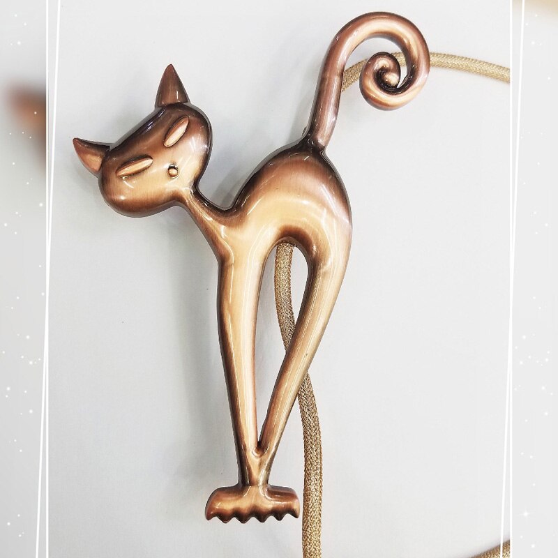 Gato dos desenhos animados cortina cinta acessórios decoração para casa retro magnético cortinas tieback fivela titular clipes 35