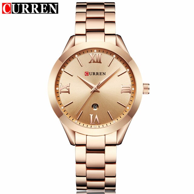 Curren casual dameshorloges dames stalen dames armband horloges damesklok relogio feminino montre femme 9007: Roos
