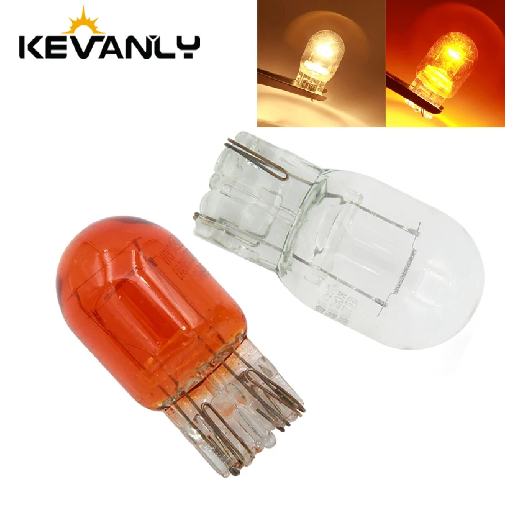 Kevanly 10pcs car T20 7440 7443 halogen lamp 12v w21/5w warm white brake bulbs Tail Light Stop Light Rear Turn Signal DRL 12v